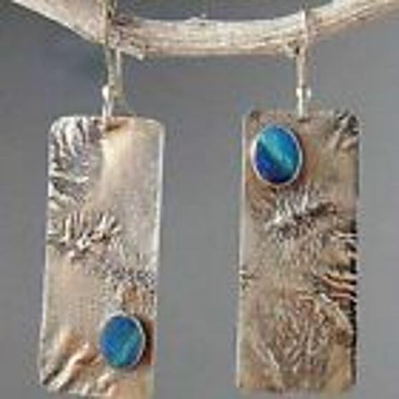 Sterling Silver 925 Earrings with Turquoise Cabochon E149 - Picture 2 of 2